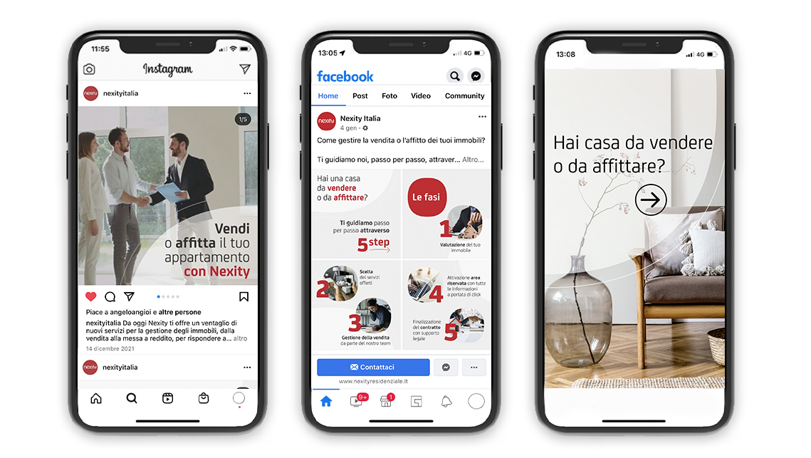 I post sugli account social di Nexity che descrivono il nuovo servizio