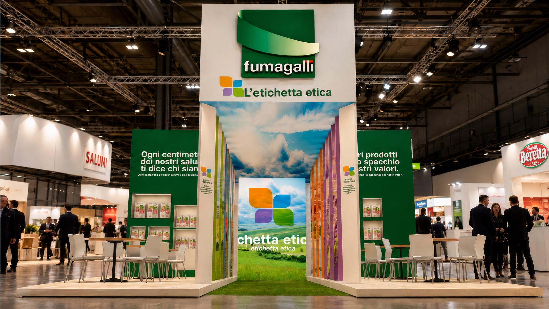 La big idea Etichetta etica creata da ATC per Fumagalli Salumi: il key concept con il logo-fiore, gli stand esperienziali, il blog, l’amplification on e offline per Expo 2015, la linea di packaging benessere animale e le pagine trade.