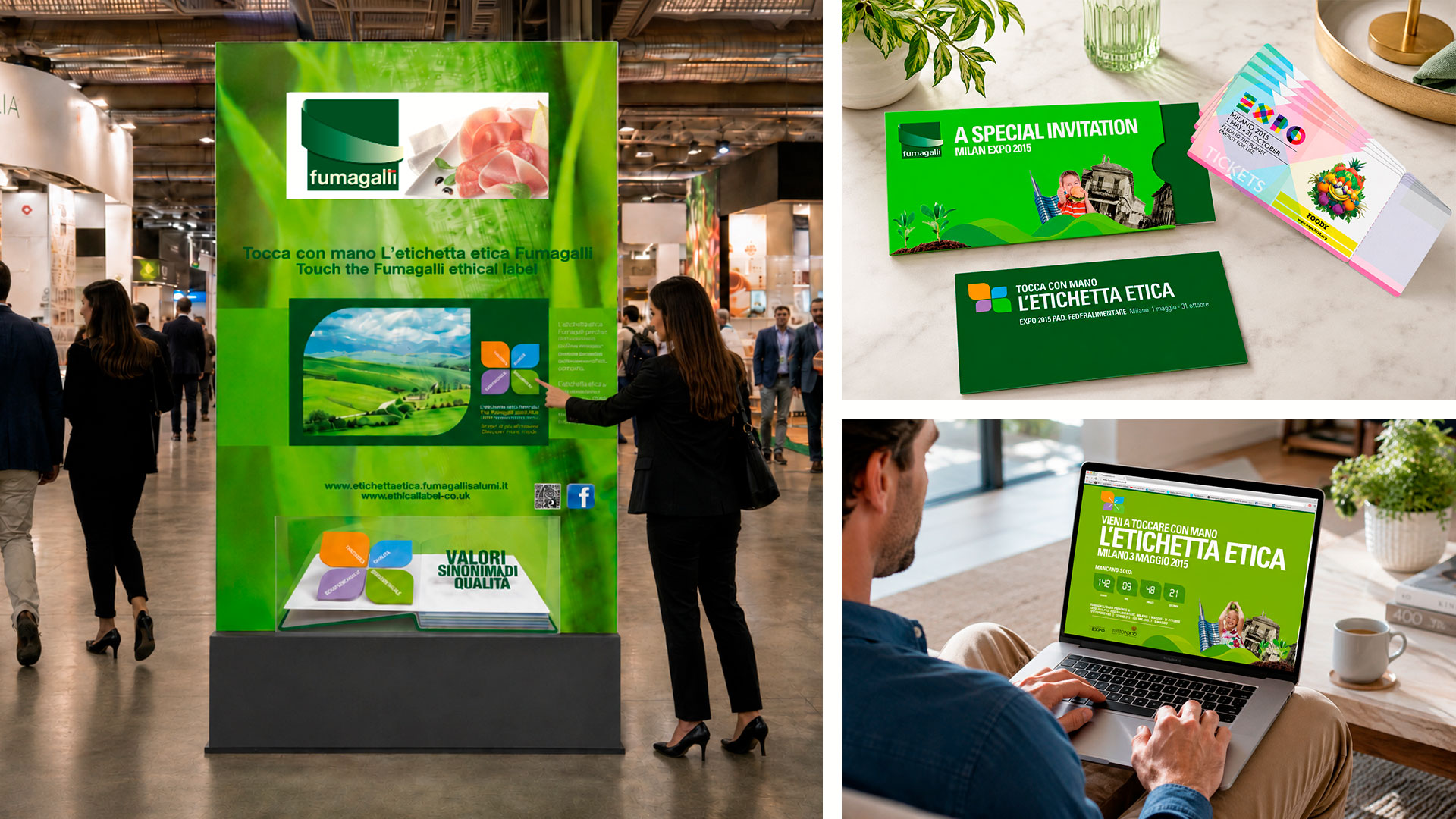 La big idea Etichetta etica creata da ATC per Fumagalli Salumi: il key concept con il logo-fiore, gli stand esperienziali, il blog, l’amplification on e offline per Expo 2015, la linea di packaging benessere animale e le pagine trade.