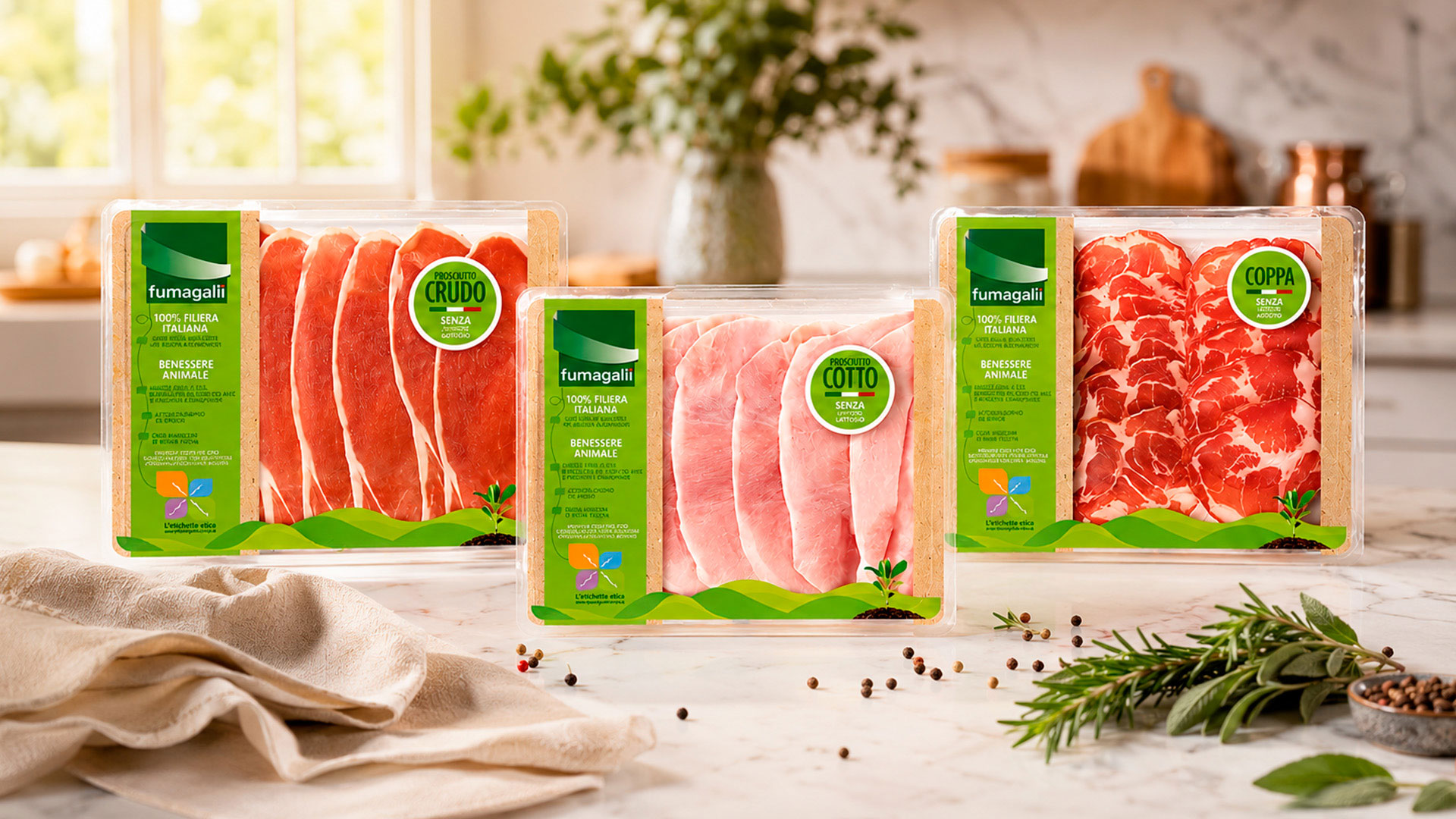 La big idea Etichetta etica creata da ATC per Fumagalli Salumi: il key concept con il logo-fiore, gli stand esperienziali, il blog, l’amplification on e offline per Expo 2015, la linea di packaging benessere animale e le pagine trade.