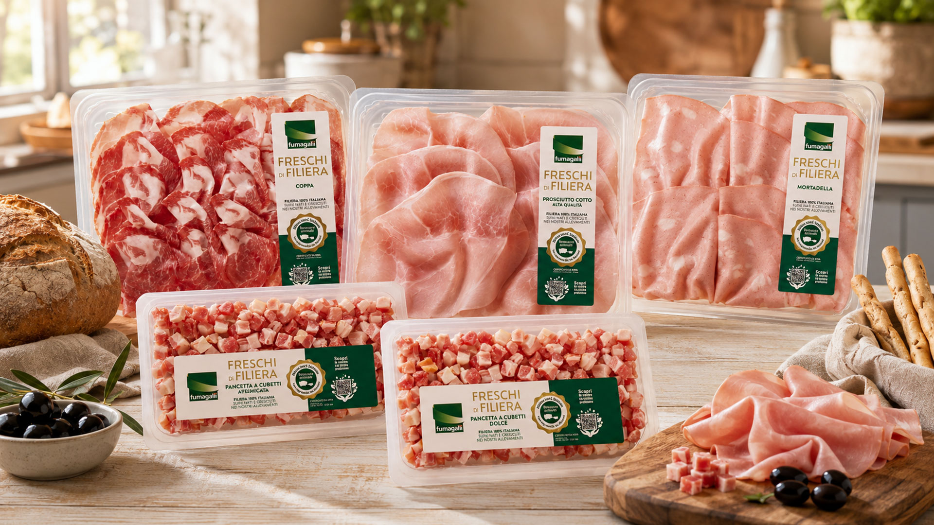 ATC ha realizzato negli anni tanti progetti di packaging per i salumi Fumagalli: le buste Freschi di Filiera - con la creazione di una landing page dedicata – gli snack Nondirdinò, la linea Cooking Ingredients. Inoltre, i progetti fieristici internazionali.