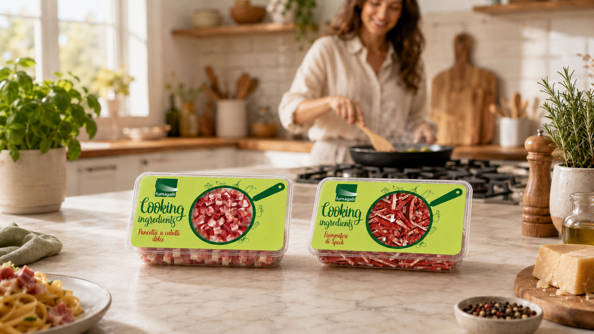 ATC ha realizzato negli anni tanti progetti di packaging per i salumi Fumagalli: le buste Freschi di Filiera - con la creazione di una landing page dedicata – gli snack Nondirdinò, la linea Cooking Ingredients. Inoltre, i progetti fieristici internazionali.