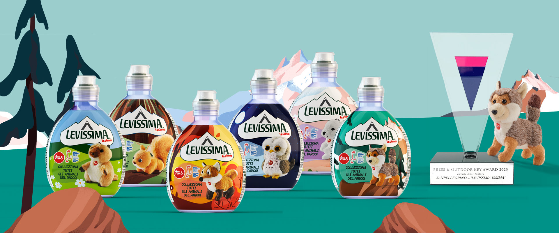 ATC vince il Key Award 2023 nella categoria eventi B2C in store con il progetto di licensing Levissima Issima Trudi, che mostra sulle bottiglie gli animali del Parco dello Stelvio