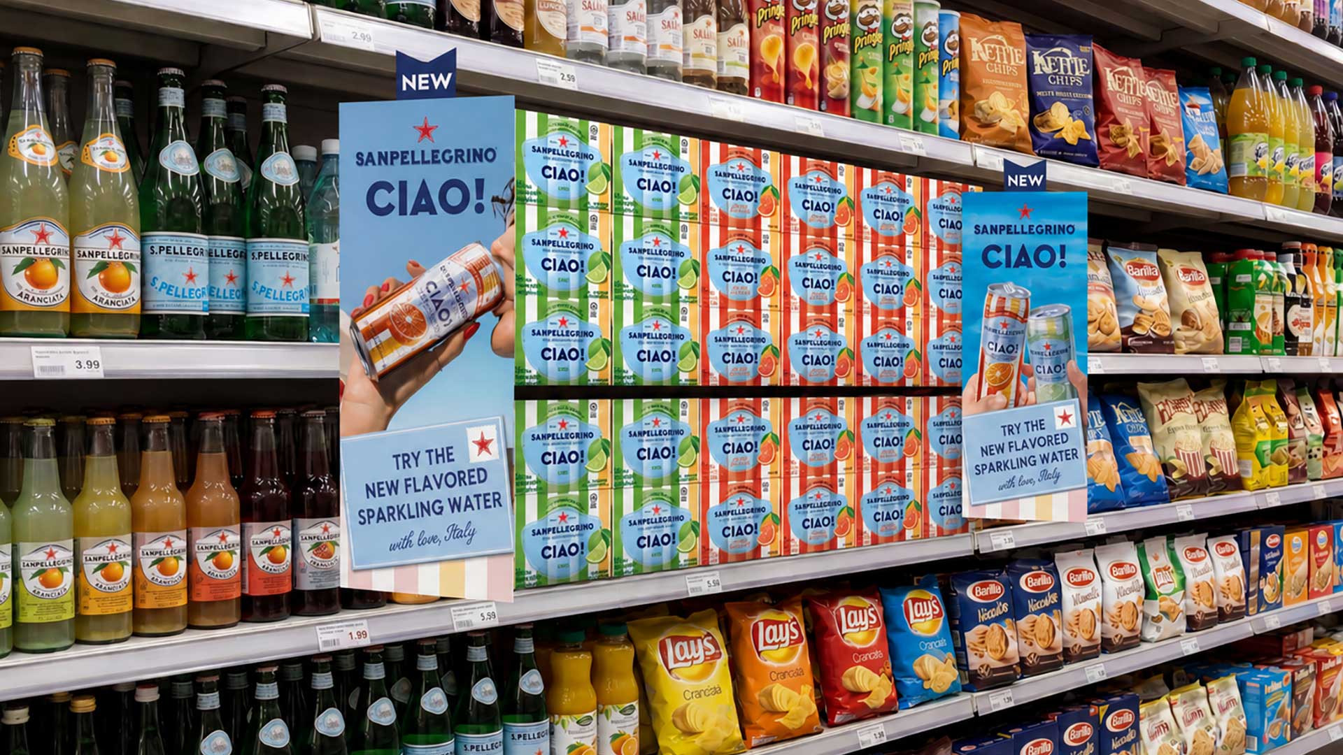 I materiali below the line di Sanpellgrino CIAO! realizzati per il canale retail da ATC – All Things Communicate