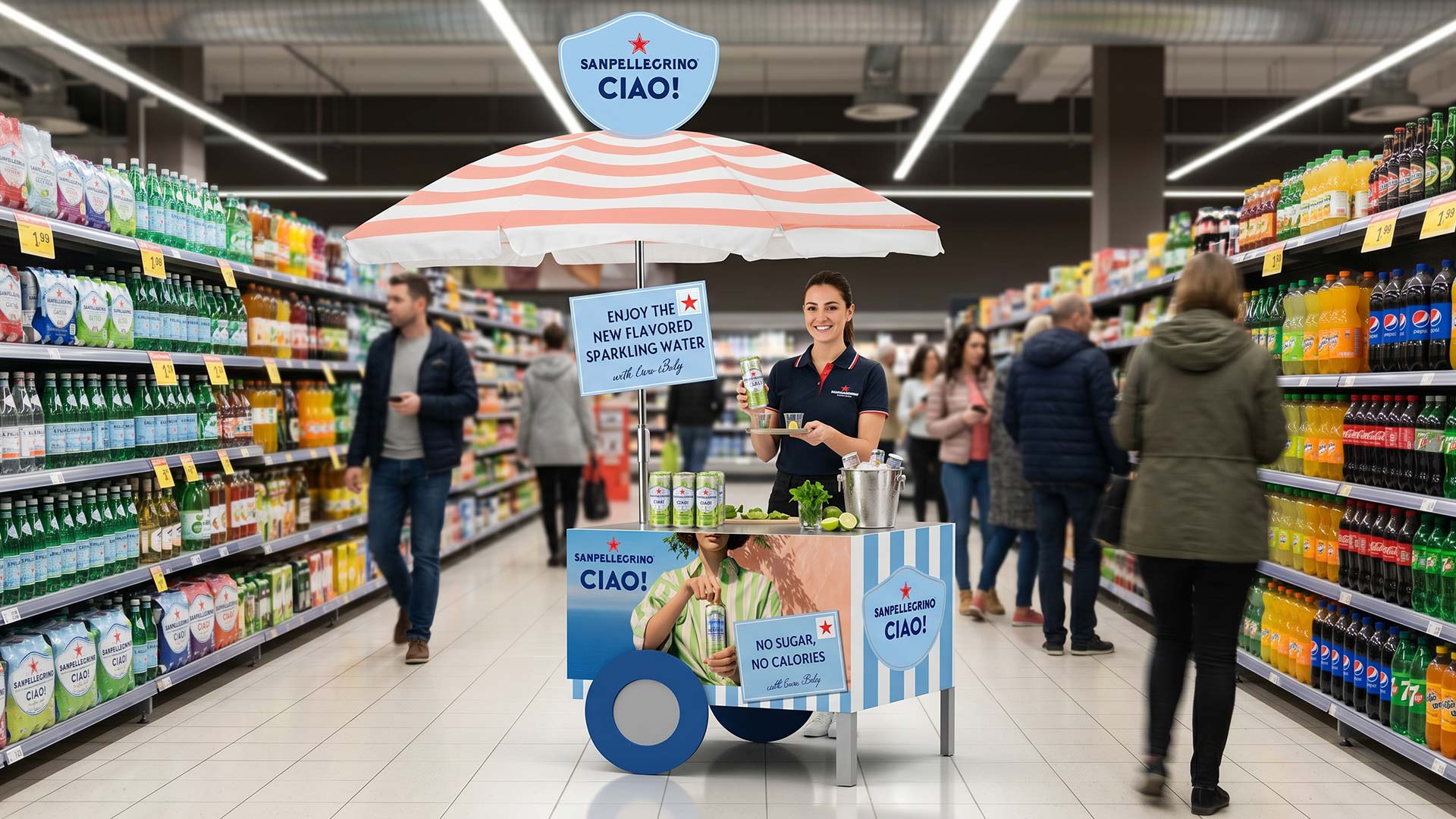 I materiali below the line di Sanpellgrino CIAO! realizzati per il canale retail da ATC – All Things Communicate